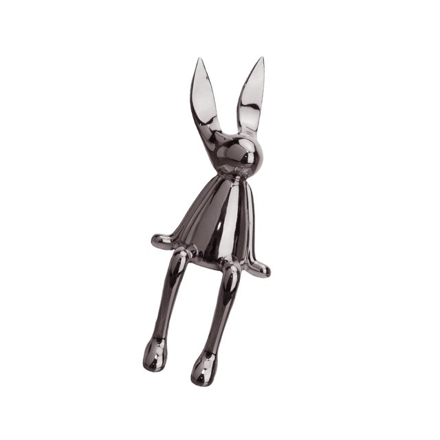 kurtrusly Sitting Rabbit Ornament Bunny Figurine for Bookshelf Living Room Bedroom Dark Gray L 1Set
