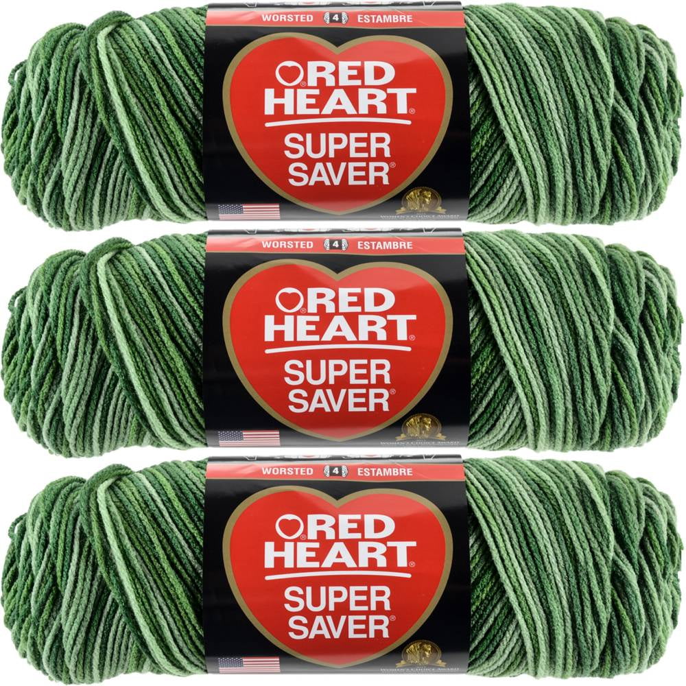 Red Heart Super Saver YarnGreen Tones, Multipack Of 3