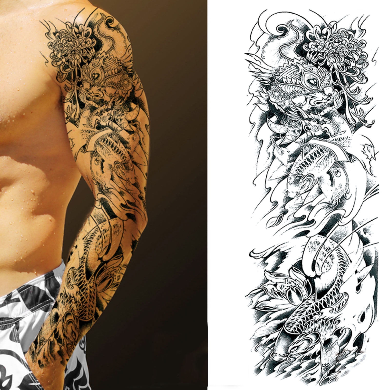 QTBIUQ Men Arm Tattoo Temporary Tattoos Sticker Fake Tatoo Hot 3D Art