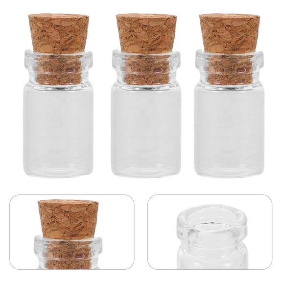 Luxshiny 100Pcs Transparent Small Glass Jars with Cork Lids for Spell Jar Crafting and Tiny Keepsake Storage