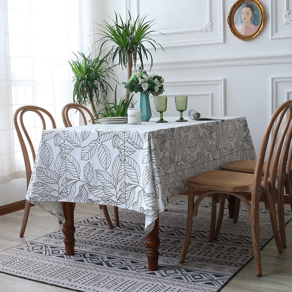 CUH Rectangular Leaves Pattern Dining Tablecloth Stain Resistant