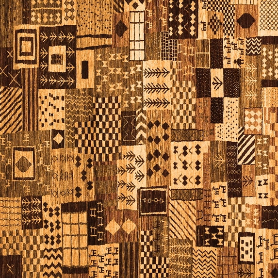 Ahgly Company Indoor Square Abstract Orange Contemporary Area Rugs, 7' Square