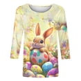 thumbnail image 5 of Qingpeng 3/4 Sleeve Easter Shirts for Women Cute Bunny Egg Print Crewneck Tunic Tops Spring Summer Blouse Tops Size S-5XL, 5 of 7