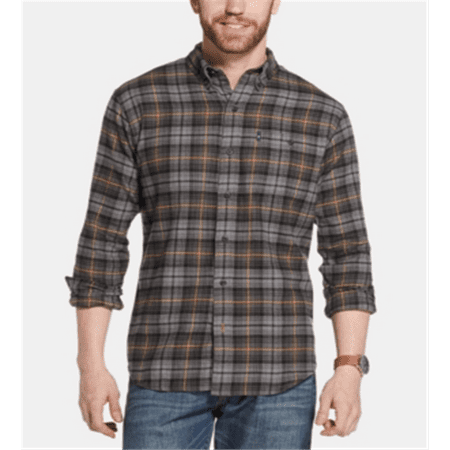 GH Bass Men's Fireside Flannel Long Sleeve Shirt Gray Size Large