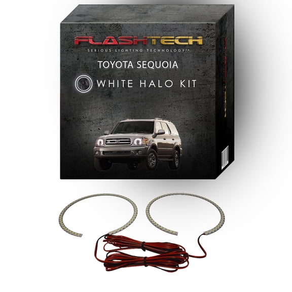 Flashtech White Angel Eye LED Headlight Halo kit for 2001-2004 Toyota Sequoia Headlights