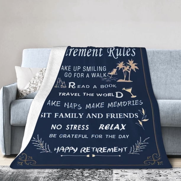 LHSHID Happy Retirement Throw Blanket Soft Fuzzy Fleece Blanket For Couch Bed Living Room Decoration 60x80in