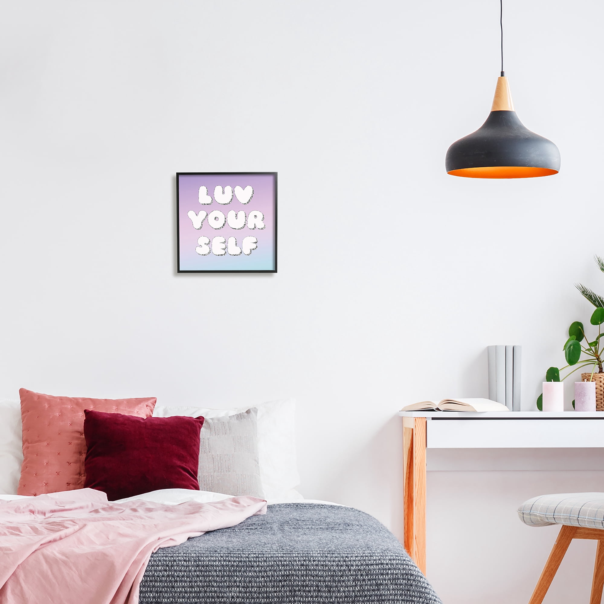 Stupell Industries Luv Yourself Self Care Phrase Inspirational Painting Black Framed Art Print Wall Art