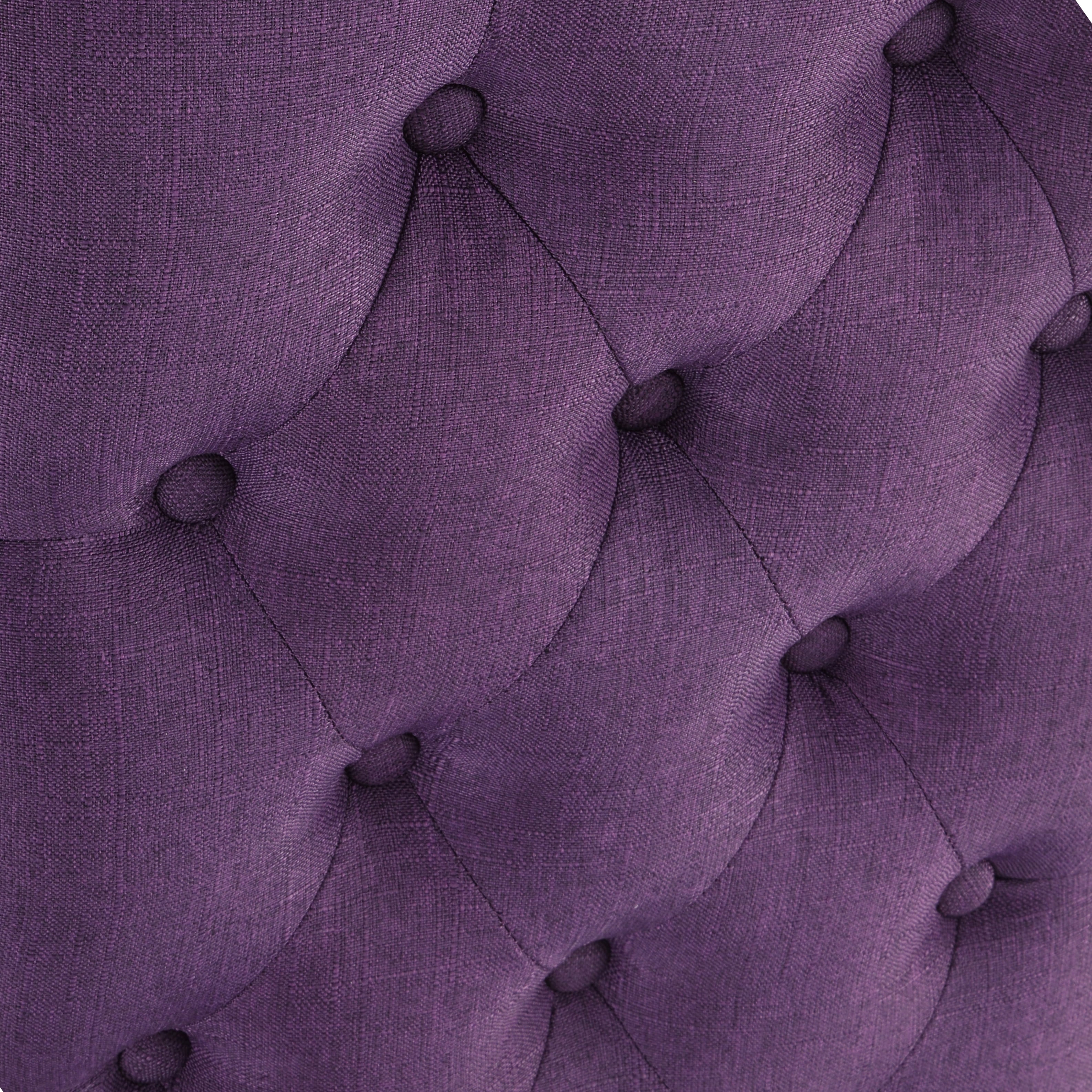 Roundhill Furniture Leviton Solid Wood Tufted Asons Dining Chair (Set of 2), Purple