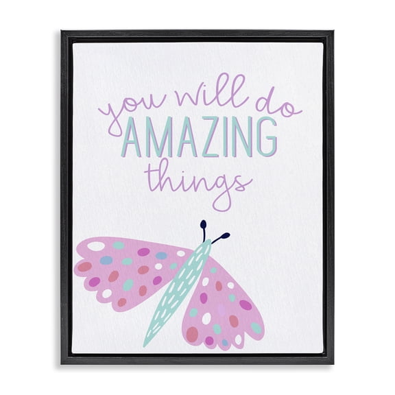 Stupell Industries You Will Do Amazing Things Quotes and Sayings Painting Black Floater Framed Canvas Art Print Wall Art, 17 x 21