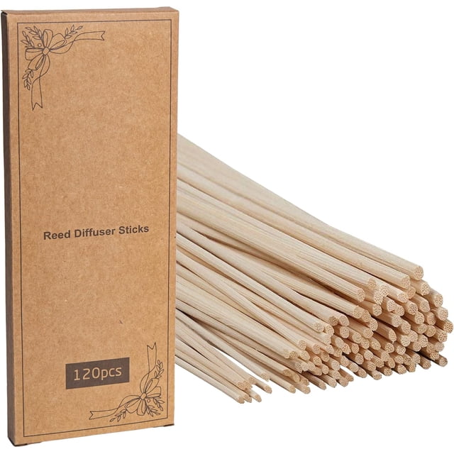 LWH-US 120 PCS Reed Diffuser Sticks,10 Inch Natural Rattan Wood Sticks,Essential Oil Aroma Diffuser Replacements Sticks for own Space (Primary Color)