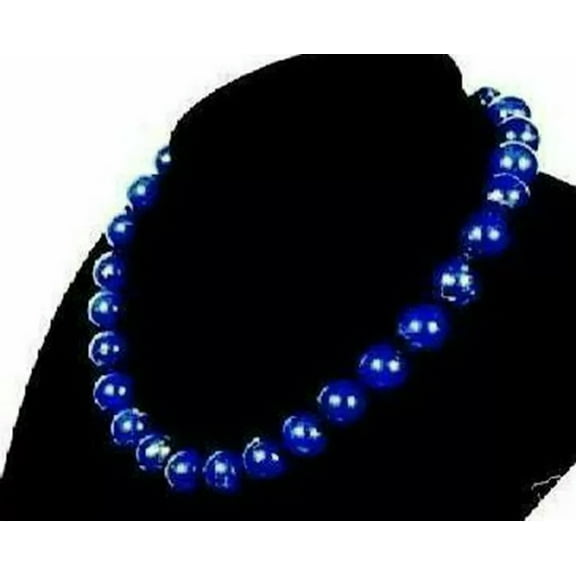 GKNET Natural 10mm Egyptian Lapis Lazuli Necklace AAA