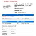 thumbnail image 2 of Muffler - Compatible with 1997 - 2000 Ford Explorer 2-Door 4.0L V6 VIN E SOHC 1998 1999, 2 of 2