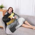 thumbnail image 5 of Oversized Wearable Blanket Hoodie,Black and Gold Marble Glitter Streaks Pattern Sherpa Blanket Hoodie with Super Pockets,Super Warm Fuzzy Pullover for Women & Men, 5 of 6