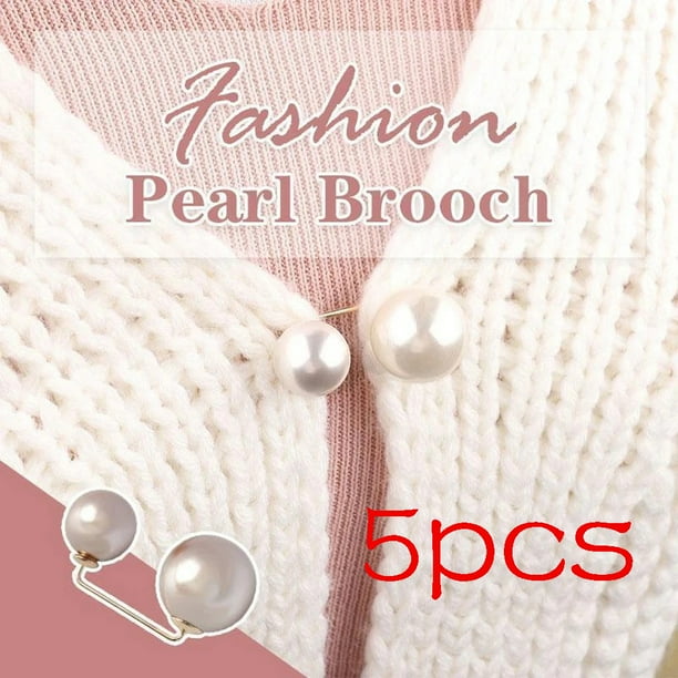 onlyliua para Interior/Exterior Broche de Perlas a Prueba de Luz y de Moda para Mujer, Hebilla de Bufanda de Seda, 5 Piezas