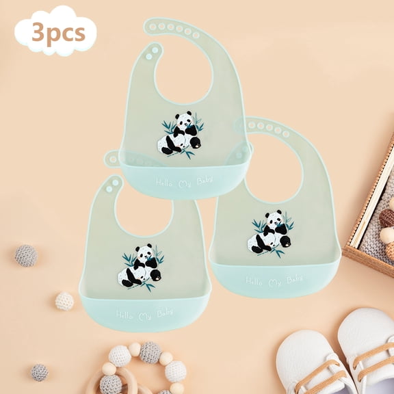 GOLDCOLIN Set of 3 Silicone Bibs for Babies & Toddlers,Soft Adjustable Bibs with Pocket Food Catcher for Baby Girl,Boy