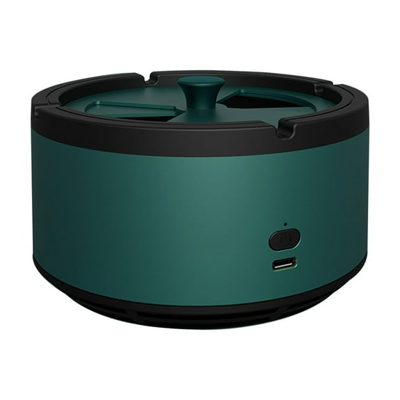 Green Indoor Ashtray Purifier With Usb Rechargeable Battery For Home Office Use With Flame Retardant Material