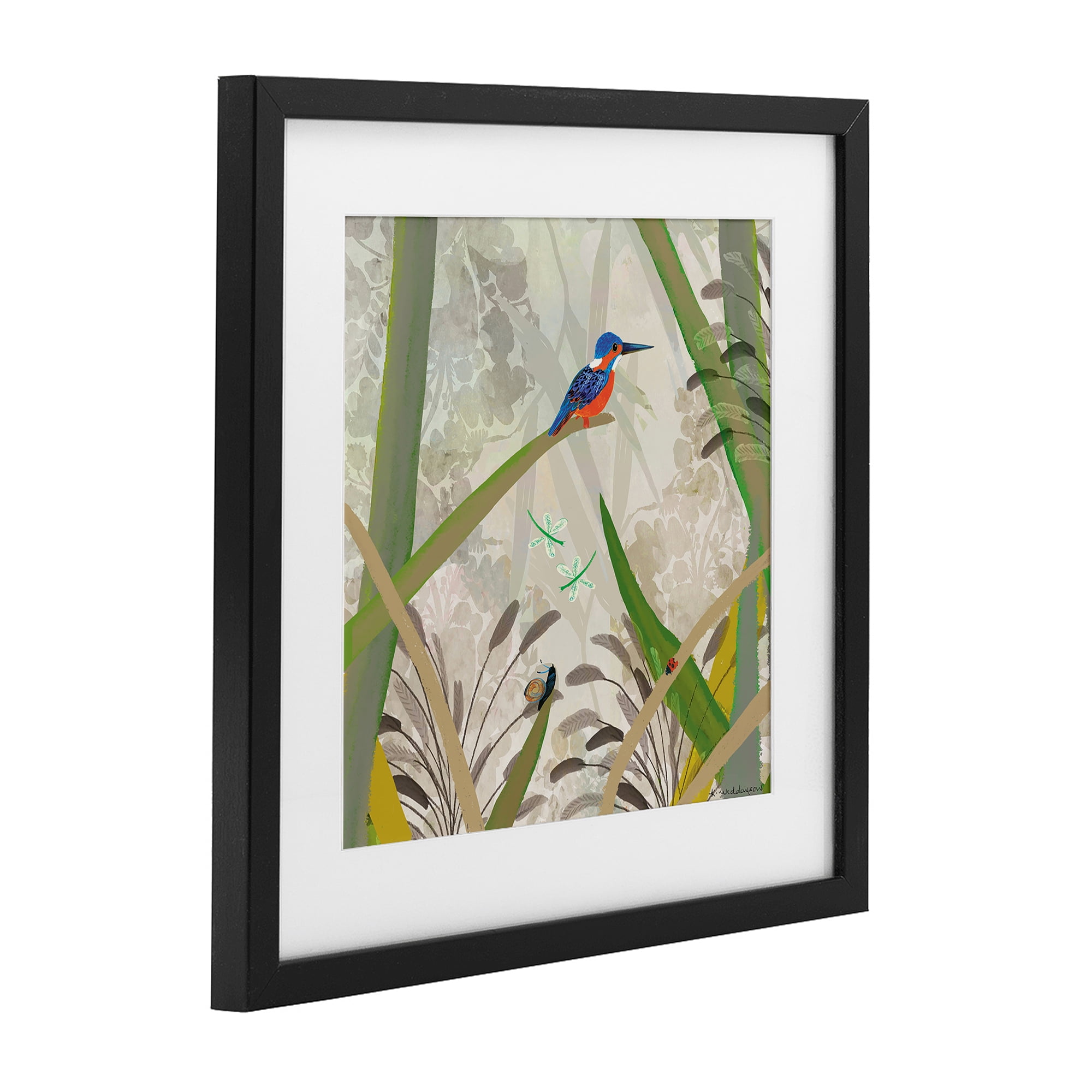 Stupell Industries Kingfisher Among Branches Black Framed Print Under Glass, design by Kay Widdowson