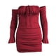 thumbnail image 5 of Vestido cruzado de manga larga para mujer: frente plisado, tirantes y mangas acampanadas, corte regular informal, 5 of 7
