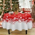 thumbnail image 4 of Nappe de Noël, Nappe de Noël Flocon de Neige pour l'Hiver, Nappes de Noël Rouges, Nappe de Noël Imperméable pour Table, Cuisine, Salle à Manger, Fête, 60 Pouces Ronde, 4 of 5