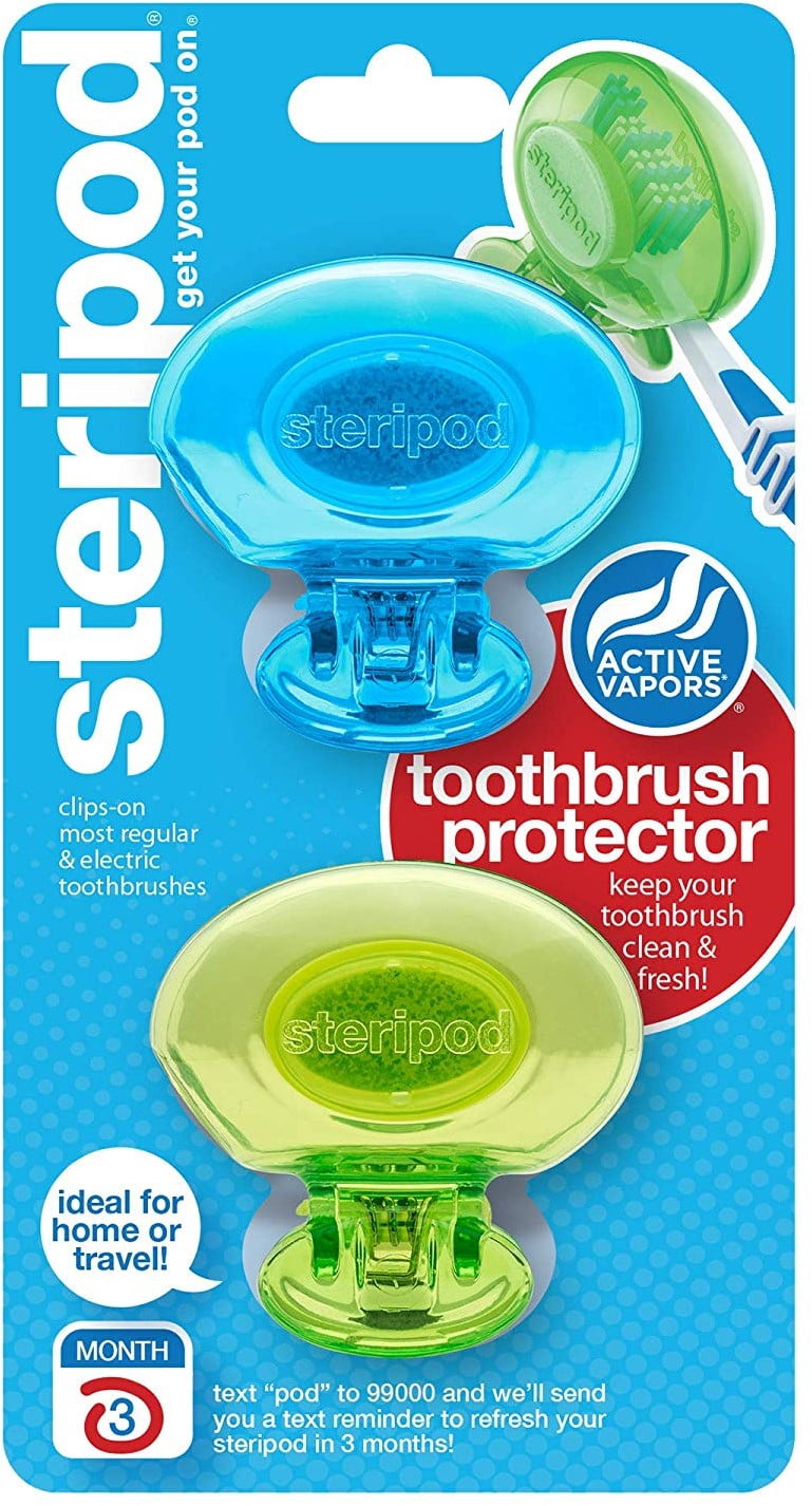 Colour May Vary STERIPOD CLIP-ON TOOTHBRUSH PROTECTORS 2 IN A CARD 
