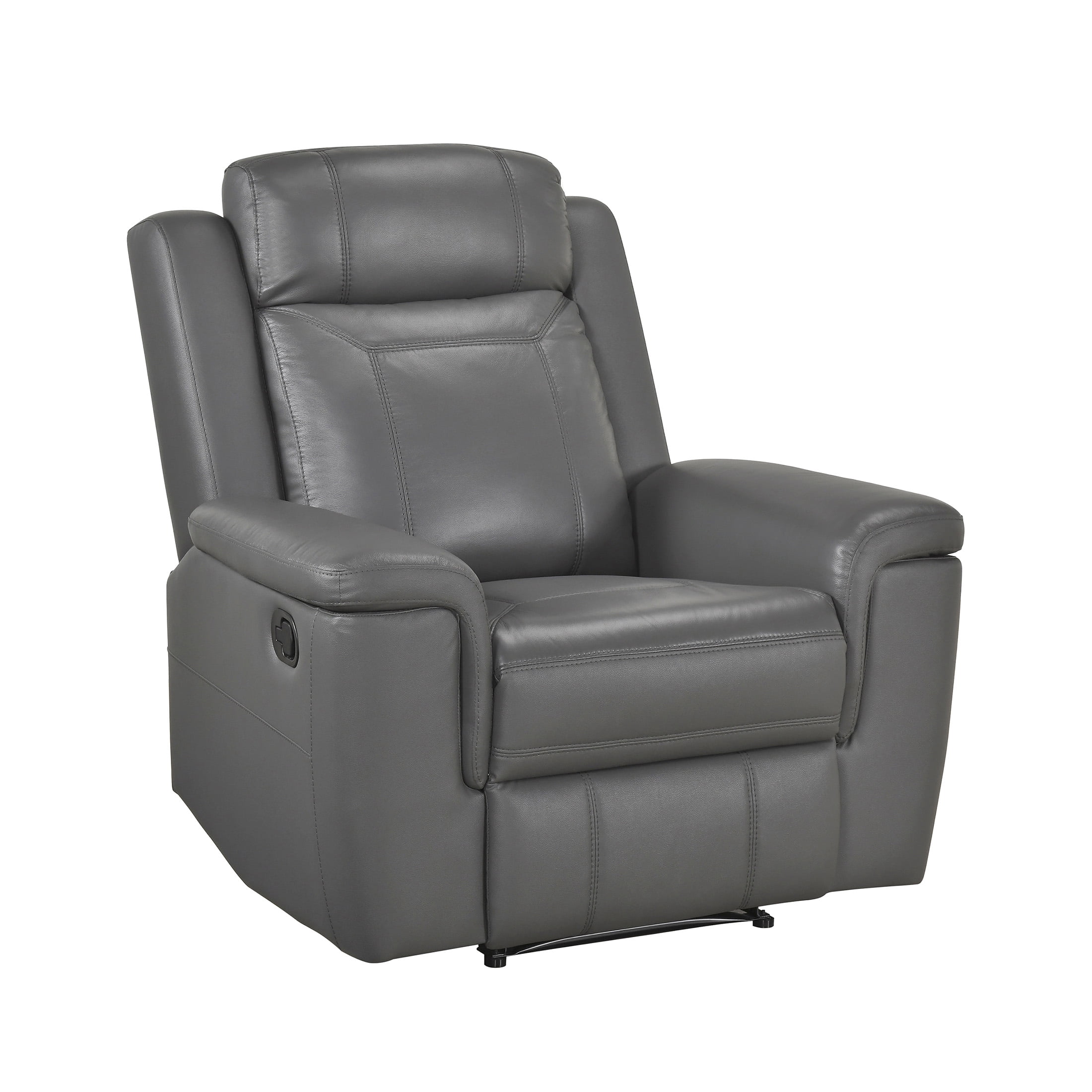 OakvillePark Livaro Leather Match Manual Reclining Chair, Dark Gray