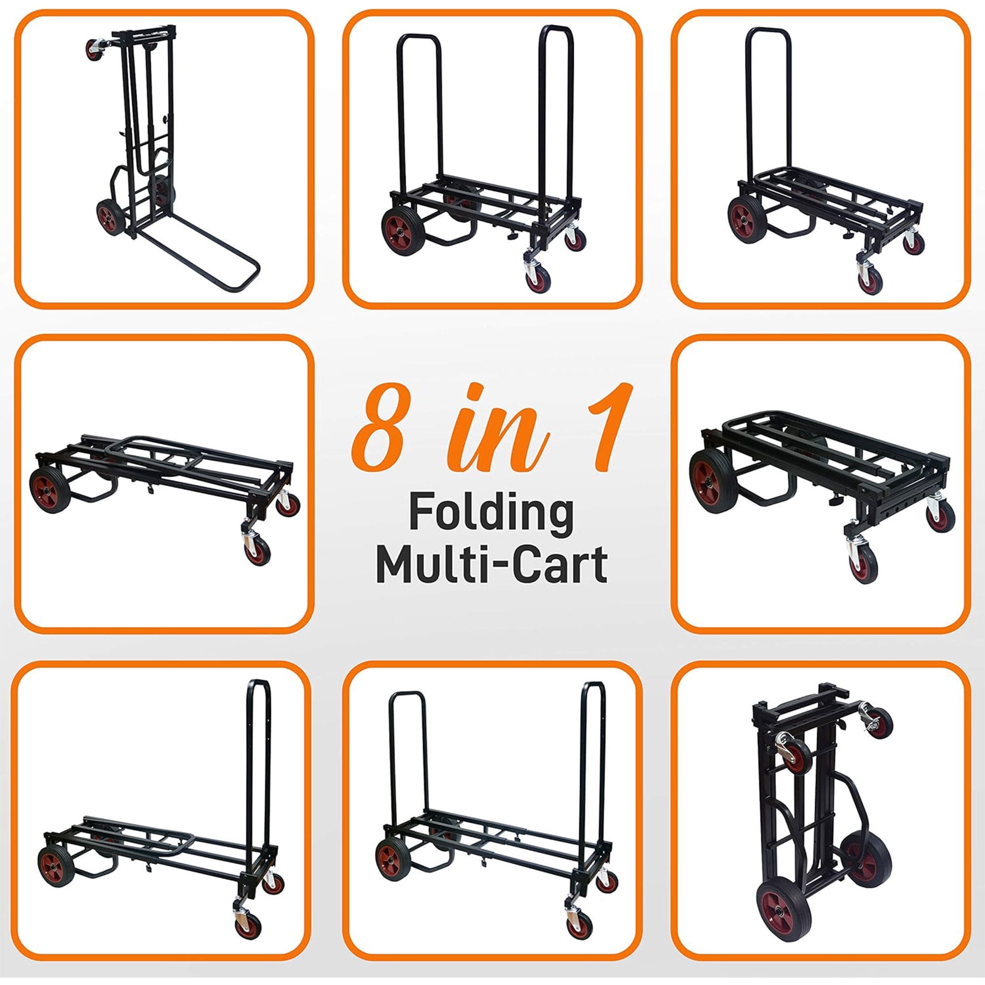 Pyle Compact Adjustable Folding Hand Truck Dolly Platform Multi Cart, Black