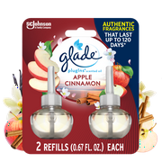 Glade PlugIns Refill 2 ct, Apple Cinnamon, 1.34 FL. oz. Total, Scented Oil Air Freshener Infused with Essential Oils