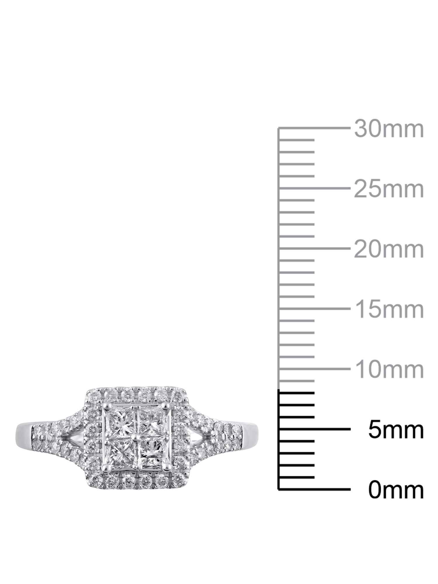 1/2 Carat T.W. (I2 clarity, H-I color) Brilliance Fine Jewelry Diamond Quad Engagement Ring in 10kt White Gold, Size 7