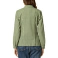 thumbnail image 3 of INSPIRE CHIC Women's Plaid Point Collar Long Sleeve Double Breasted Shirt, 3 of 5