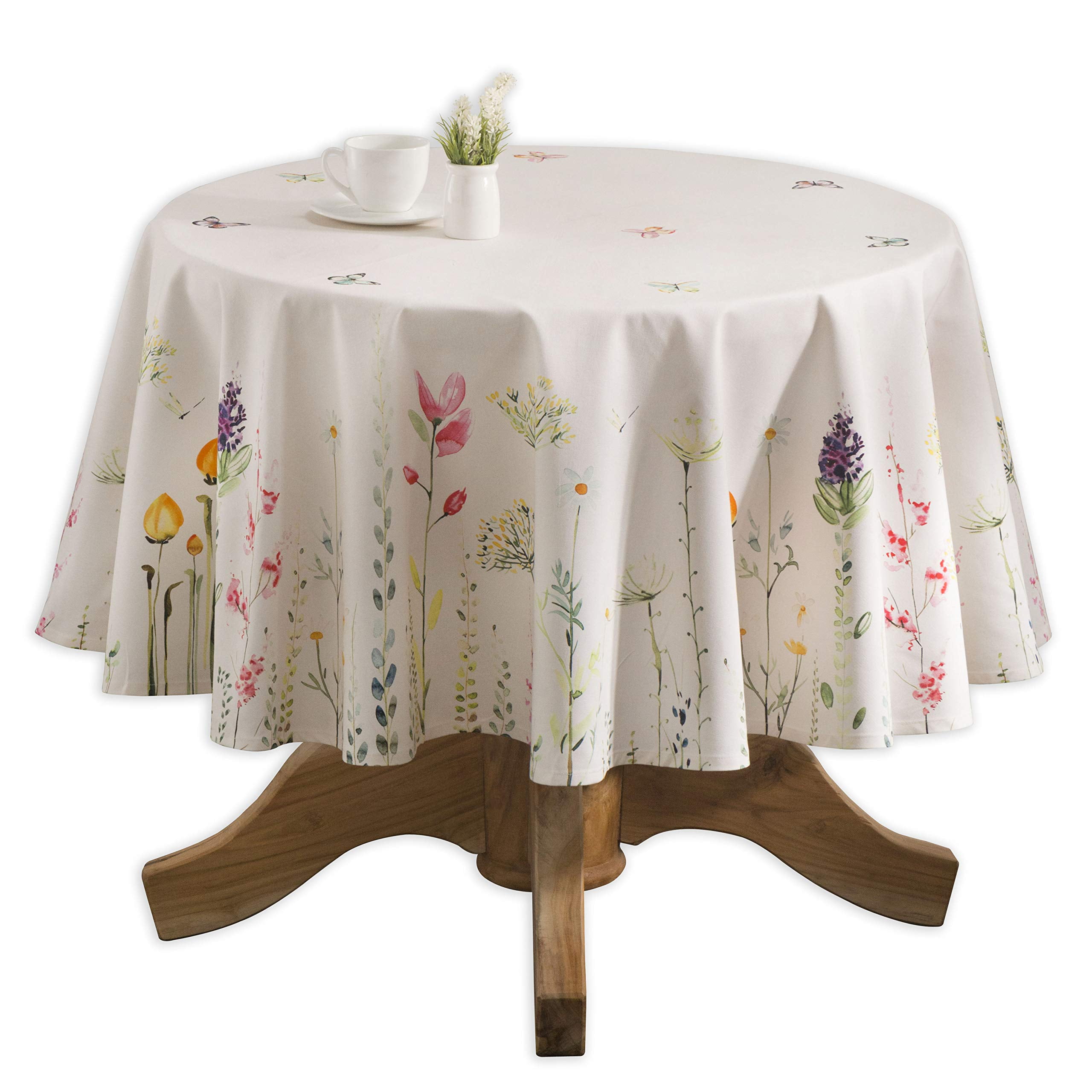 Maison d' Hermine Botanical Fresh 100% Cotton Tablecloth for Kitchen Dining | Tabletop | Decoration | Parties | Weddings | Spring/Summer (Round, 69 ...