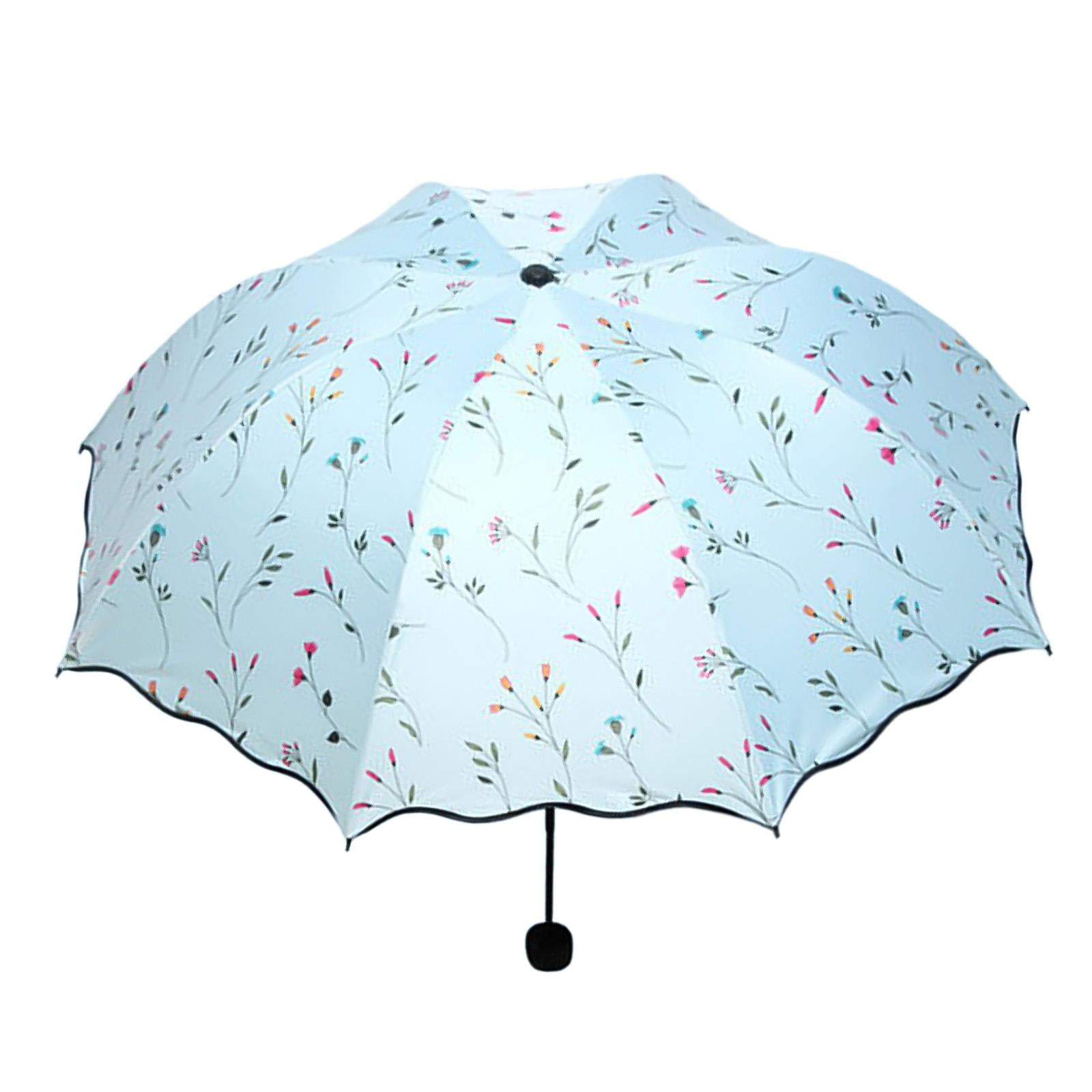 Abbraccia Foldable Umbrella Travel Umbrella for Men Women Rainproof Rain Umbrella Sun Umbrella for Purse for Backpacking Summer Walking Light Blue