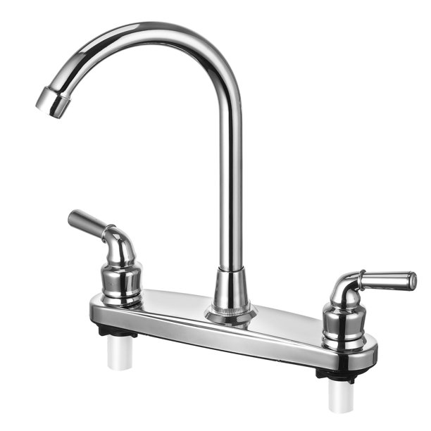 Grifo de cocina no metálico para RV, dos asas, cuerpo principal de 8 pulgadas, arco alto, giro 360, reemplazo para autocaravanas, remolques de viaje, campistas (arco alto de 8 pulgadas)