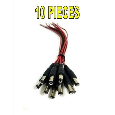10 DC Power Connectors Pigtails MALE  Adaptor Plug Lead Cord for CCTV Camera