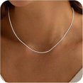 thumbnail image 2 of Collar ASHINE de plata esterlina 925 con cadena tipo caja de 50 cm, 2 of 9