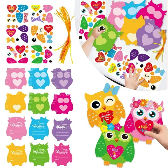 Owl Craft Set,Children’S Craft Set,Valentine’S Day Fun 24-Piece Craft Kit,Perfect for Classroom and Family Activities,Creative Diy Arts and Crafts for Kids,Holiday Or Birthday Gift