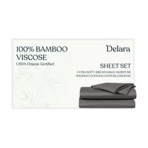 Delara Breathable & Cooling Technology, Viscose from Bamboo Sheet Set - Twin Size, Deep Pocket Bed Sheets - Dark Gray