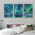 thumbnail image 3 of Shangniulu Farmhouse Canvas Wall Art For Living Room Wall Decorations For Bedroom Office Wall Decor Blue Aurora Scenery Painting On Stretched And Framed Wall Pictures Ready To Hang For Room, 3 of 4