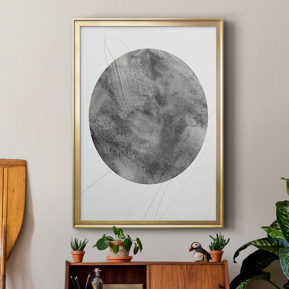 Graphite Moon II Premium Framed Print, in Gold, Black, or Silver - Ready to Hang