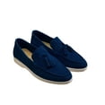thumbnail image 3 of Willtoo Women's Suede Loafers with Tassels – Slip-On Dress Shoes for Casual– Fashionable & Comfortable Dark Blue, 3 of 4