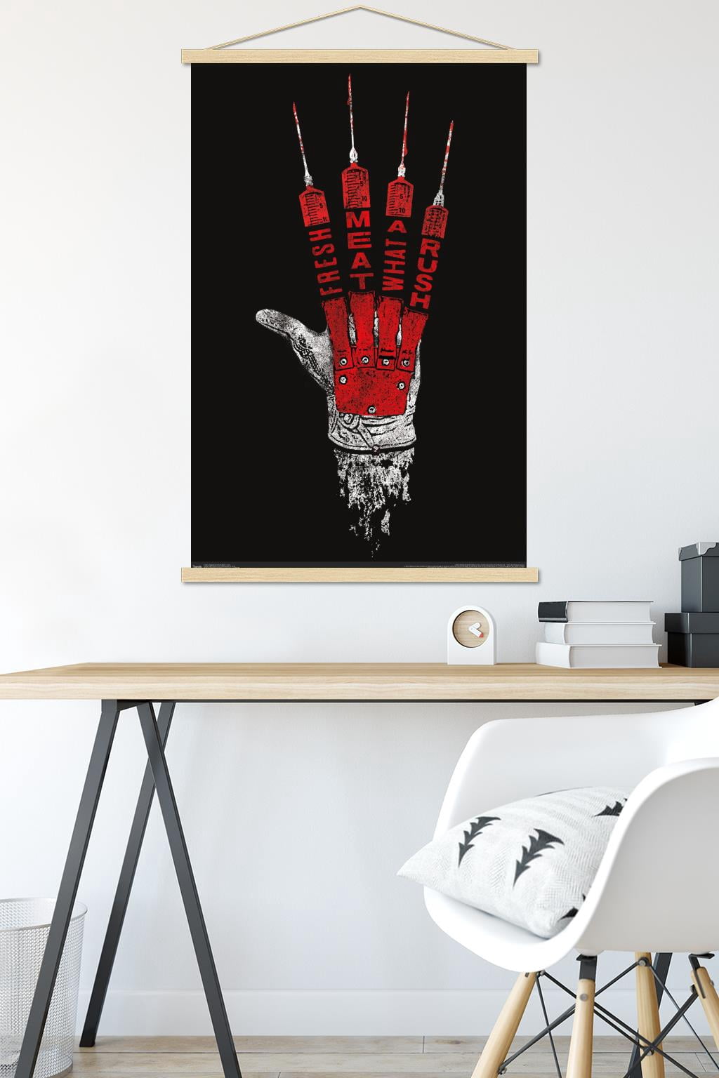 A Nightmare on Elm Street - Hand Wall Poster with Wooden Magnetic Frame, 22.375" x 34"
