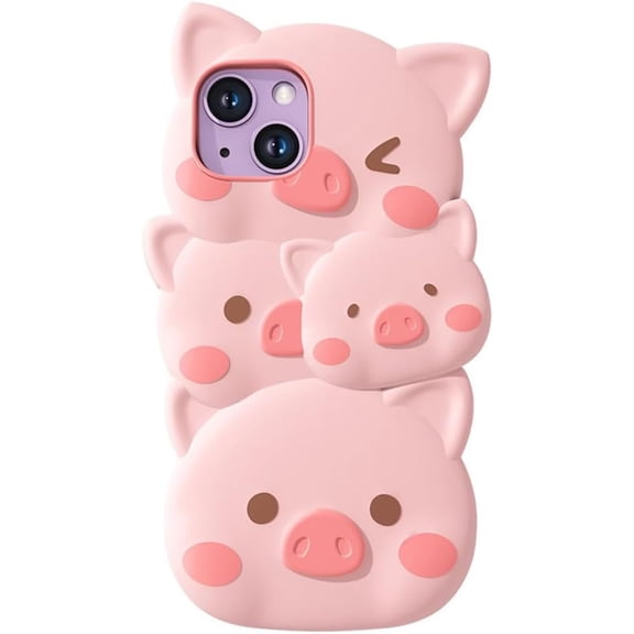 Compatible with iPhone Case,Cute Cartoon Liquid Silicone Pig,[Compatible with Wireless Charging] Full Body Protection Soft Shockproof Cover Phone Case (Pink,iPhone 11 Pro Max)