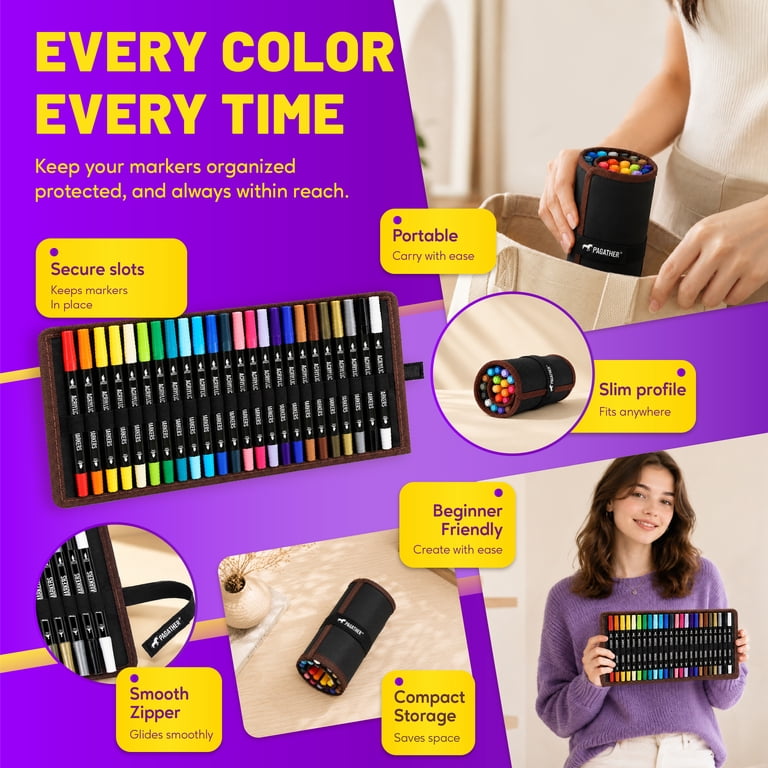 Pagather 24-Color Acrylic Paint Markers, Dual Tip photo 4
