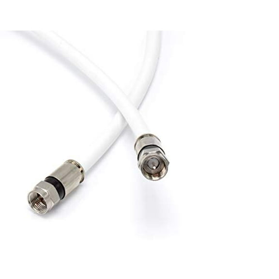 12 Foot White - Solid Copper Coax Cable - RG6 Coaxial Cable with Connectors, F81 / RF, Digital Coax for Audio/Video, Cable TV, Antenna, Internet, & Satellite, 12 Feet (3.6 Meter)