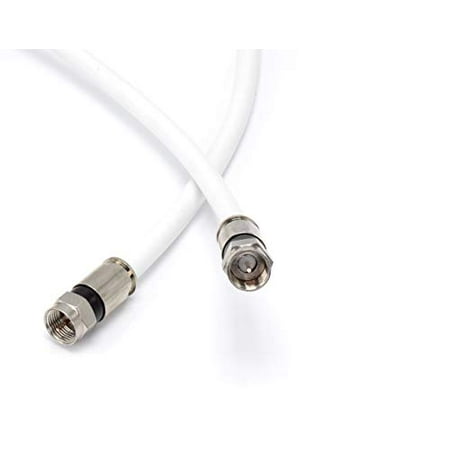 12 Foot White - Solid Copper Coax Cable - RG6 Coaxial Cable with Connectors F81 / RF Digital Coax for Audio/Video Cable TV Antenna Internet & Satellite 12 Feet (3.6 Meter)