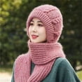 thumbnail image 5 of Hontri Neck Gaiter Integrated Ear Windproof Cap Scarf Knitting Thick Warm Ear Guard Hat Hooded Scarf Women Winter Knitted Hat Neck Warmers for Women Pink, 5 of 8