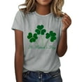 thumbnail image 2 of Women's T Shirts St.Patrick's Day Print Top Short Sleeve Round Neck T Shirt Basic Tees for Women Grey L, 2 of 4