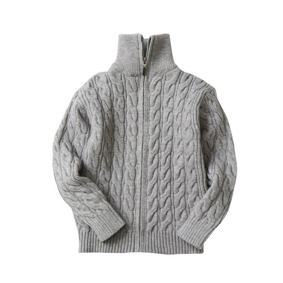 AherBiu Girls Sweater Cardigan Full Zip Cable Knit Toddler Jackets Winter Warm Casual Kids Outerwear