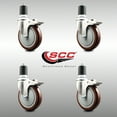 thumbnail image 2 of 5 Inch 316SS Maroon Poly Swivel 1-3/4 Inch Expanding Stem Caster Set Lock Brake, 2 of 2