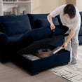 thumbnail image 3 of 51'' Oversize Corduroy Chaise Lounge Single Sofa,1-Seater Deep Seat Reclining Sleeper Chair with Storage Space Footstool Ottoman for Living Room, Blue, 3 of 9