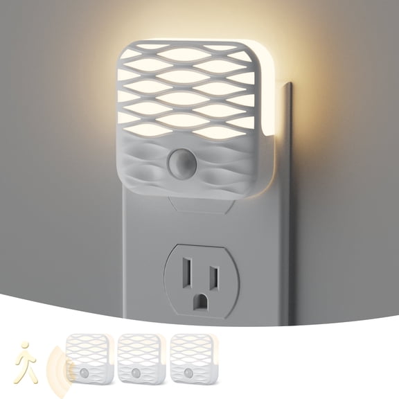 Dawnrise LED Motion Sensor Night Lights Plug into Wall, Soft Warm for Bedroom,Stairs,Kitchen,Hallway,Utility Room[3 pack]